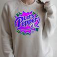 Volleyball Lets Pepper Retro Pop Comic Book Style Player Art Raglan Sleeve Sweatshirt Heather Forest