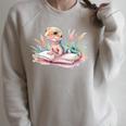 Watercolor Lizzard Reading Book Cute Kids Raglan Sleeve Sweatshirt Heather Forest
