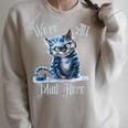We'Re All Mad Here Cheshire Cat Alice Wonderland Book Kids Raglan Sleeve Sweatshirt Heather Forest