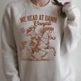 Western Life Book Lover Reading We Reads At Dawn Cowgirls Raglan Sleeve Sweatshirt Heather Forest