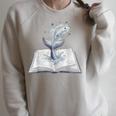 Whale Watching Dive Into Reading Open Book Watercolor Kids Raglan Sleeve Sweatshirt Heather Forest