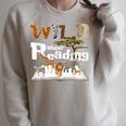 Wild About Reading Animals And Book Lovers Teacher Kids Raglan Sleeve Sweatshirt Heather Forest