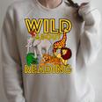 Wild About Reading Back To School Teacher Books Read Raglan Sleeve Sweatshirt Heather Forest