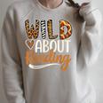Wild About Reading Book Animal Children's Book Lover Teacher Raglan Sleeve Sweatshirt Heather Forest