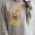 Wild About Reading Cute Leopard Teacher Kids Book Lover Raglan Sleeve Sweatshirt Heather Forest