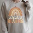 Wild About Reading Cute Rainbow Book Lover Teacher Raglan Sleeve Sweatshirt Heather Forest