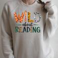 Wild About Reading Library Day Reading Books And Bookworm Raglan Sleeve Sweatshirt Heather Forest