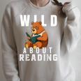 Wild About Reading Love Books Nerd Bookworm Librarian Raglan Sleeve Sweatshirt Heather Forest