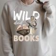 Wild About Reading Owl Wild About Books Librarian Girls Boys Premium Tri-Blend Raglan Sleeve Sweatshirt Heather Forest