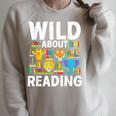 Wild About Reading Safari Animals Books Teacher Student Raglan Sleeve Sweatshirt Heather Forest Wild About Reading Safari Animals Books Teacher Student Raglan Sleeve Sweatshirt Heather Forest