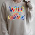 Wild About Reading Tie Dye Reading Books Raglan Sleeve Sweatshirt Heather Forest