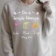 I Like Wine Reading Books And My Dog I'm A Simple Woman Raglan Sleeve Sweatshirt Heather Forest I Like Wine Reading Books And My Dog I'm A Simple Woman Raglan Sleeve Sweatshirt Heather Forest
