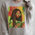 Women Reading Book Educated Black History Month Women Raglan Sleeve Sweatshirt Heather Forest