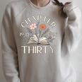 Women's 1996 Chapter Thirty 30th Birthday Decoration Wildflower Book Raglan Sleeve Sweatshirt Heather Forest