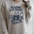 Women's Book Lover Bookish Panda Reading Is My Favorite Sport Raglan Sleeve Sweatshirt Heather Forest