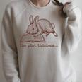 Women's Bookish Rabbit Reading Fiction Novel Book Vintage Bookworms Raglan Sleeve Sweatshirt Heather Forest