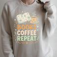 Women's Books Coffee Repeat Book Lover Reader Bookworm Raglan Sleeve Sweatshirt Heather Forest