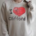 Women's Clifford The Big Red Dog I Heart Clifford Childrens Books Raglan Sleeve Sweatshirt Heather Forest