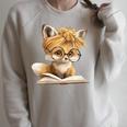Women's Cute Fox Reading Book Lover Animal Graphic Baby Portrait Raglan Sleeve Sweatshirt Heather Forest Women's Cute Fox Reading Book Lover Animal Graphic Baby Portrait Raglan Sleeve Sweatshirt Heather Forest