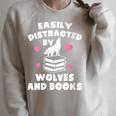 Women's Easily Distracted By Wolves And Books – Book & Wolf Lover Raglan Sleeve Sweatshirt Heather Forest Women's Easily Distracted By Wolves And Books – Book & Wolf Lover Raglan Sleeve Sweatshirt Heather Forest