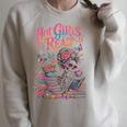 Women's Hot Girls Reader Floral Book Lover Cute Skeleton Reading Raglan Sleeve Sweatshirt Heather Forest