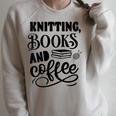Women's Knitting Books And Coffee Knitter Reader Coffee Lover Raglan Sleeve Sweatshirt Heather Forest