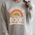 Women's Take A Look Its In A Book Retro Reading Bookworm Librarian Raglan Sleeve Sweatshirt Heather Forest Women's Take A Look Its In A Book Retro Reading Bookworm Librarian Raglan Sleeve Sweatshirt Heather Forest