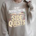 Women's Im Not Procrastinating Im Doing Side Quests Book Lover Raglan Sleeve Sweatshirt Heather Forest