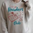 Women's Reading Book Lover Bookish Late A Night Readers Club Raglan Sleeve Sweatshirt Heather Forest