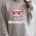 Women's Readsolotl Axolotl Book Lover Reading Women Girls Kids Raglan Sleeve Sweatshirt Heather Forest