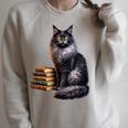 Women's Smokey Maine Coon Cat Book Lover Raglan Sleeve Sweatshirt Heather Forest Women's Smokey Maine Coon Cat Book Lover Raglan Sleeve Sweatshirt Heather Forest