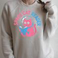 Women's Space CAT Reader Pink Helmet Blue Book Nerd Galaxy Kitty Raglan Sleeve Sweatshirt Heather Forest
