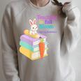 Women's Teaching Spring Semester Bunny Books Pencil Classroom Raglan Sleeve Sweatshirt Heather Forest