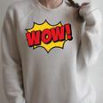WOW Comic Book Cartoon Speech Bubble Pop Art Raglan Sleeve Sweatshirt Heather Forest