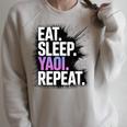 Yaoi Eat Sleep Repeat Manga Anime Book Premium Tri-Blend Raglan Sleeve Sweatshirt Heather Forest