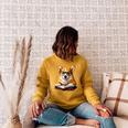 Cute Dog Corgi Reading Book Raglan Sleeve Sweatshirt Ash