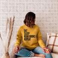 Eat Sleep Read Books Repeat Book Reader Raglan Sleeve Sweatshirt Ash