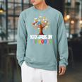 100 Days In The Books Tree Of Knowledge 100th Day Of School Raglan Sleeve Sweatshirt Cardinal
