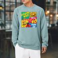 40 Years Old Birthday Comic Style Book Lover Party Raglan Sleeve Sweatshirt Cardinal