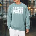Addicted To Porn Books & Coffee Raglan Sleeve Sweatshirt Cardinal