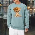 Adorable Fawn Reading Book Lover With Raglan Sleeve Sweatshirt Cardinal Adorable Fawn Reading Book Lover With Raglan Sleeve Sweatshirt Cardinal