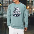 Adorable Reading Bunny Drawing For Book Lovers Philossophers Raglan Sleeve Sweatshirt Cardinal