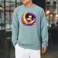 Alien Reading Book UFO Moon Space Astronomy Raglan Sleeve Sweatshirt Cardinal