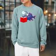 Anglerfish Reading Book Raglan Sleeve Sweatshirt Cardinal