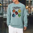 Animorphs Split Face Character Colorful Grid Book Series Raglan Sleeve Sweatshirt Cardinal