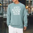 Anti Social Book Club Book Lover Reading Bookworm Reader Raglan Sleeve Sweatshirt Cardinal