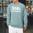 Author Novel Writer Book Lover Quote Shh I'm Plotting Raglan Sleeve Sweatshirt Cardinal