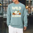 Avid Readers Bookworms Book Lovers Wild About Reading Lovers Raglan Sleeve Sweatshirt Cardinal