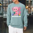 Axolotl Reading Book Readsalotl Kawaii Axolotl Book Bookworm Raglan Sleeve Sweatshirt Cardinal