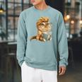 Baby Crocodile Small Book Reading Reptile Graphic Portrait Raglan Sleeve Sweatshirt Cardinal